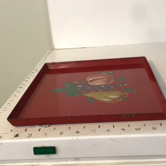 Unbranded VTG Hand Painted Red Tray Decorative Still Life Hand Painting Fruit - Picture 16 of 16